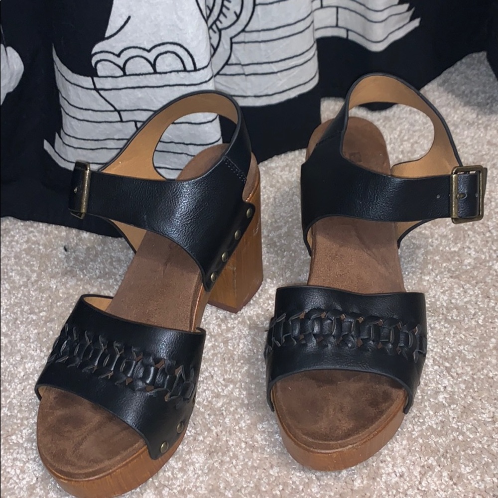 Worn heeled sandals
